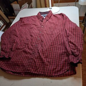 Tommy Hilfiger Men's XL Red with Blue Stripe Button down Shirt